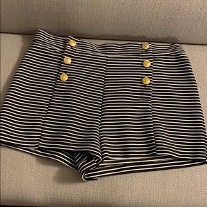 Forever 21 black/white high waist striped shorts